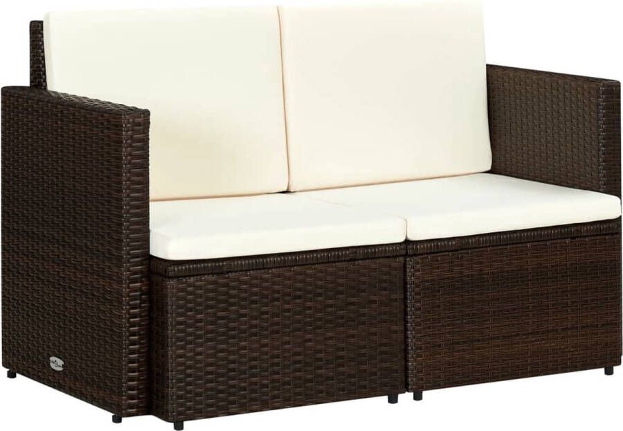 The Living Store Tuinbank 2-zits Bruin Poly Rattan 118x65x74 cm Waterbestendig