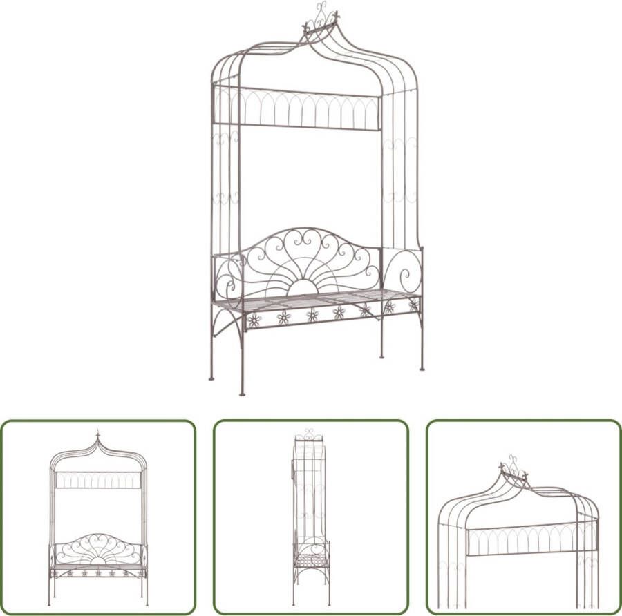 The Living Store tuinbank antiekbruin 122 x 43 x 220 cm smeedijzer