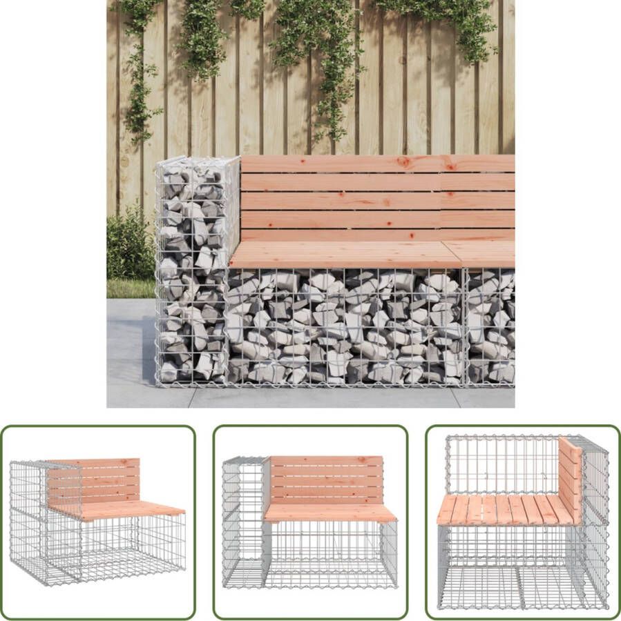 The Living Store Tuinbank Douglas Hout Gabion Mand 92x71x65.5cm Stabiele Basis Breed Toepasbaar