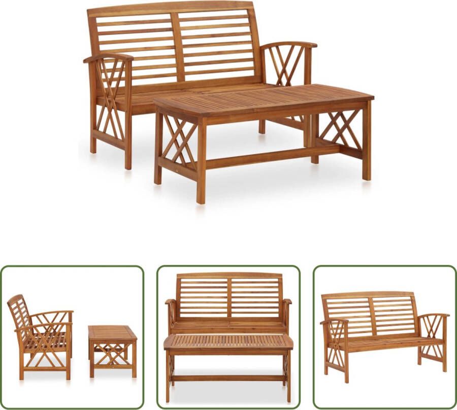 The Living Store Tuinbank en Tafel Massief Acaciahout Vintage Design