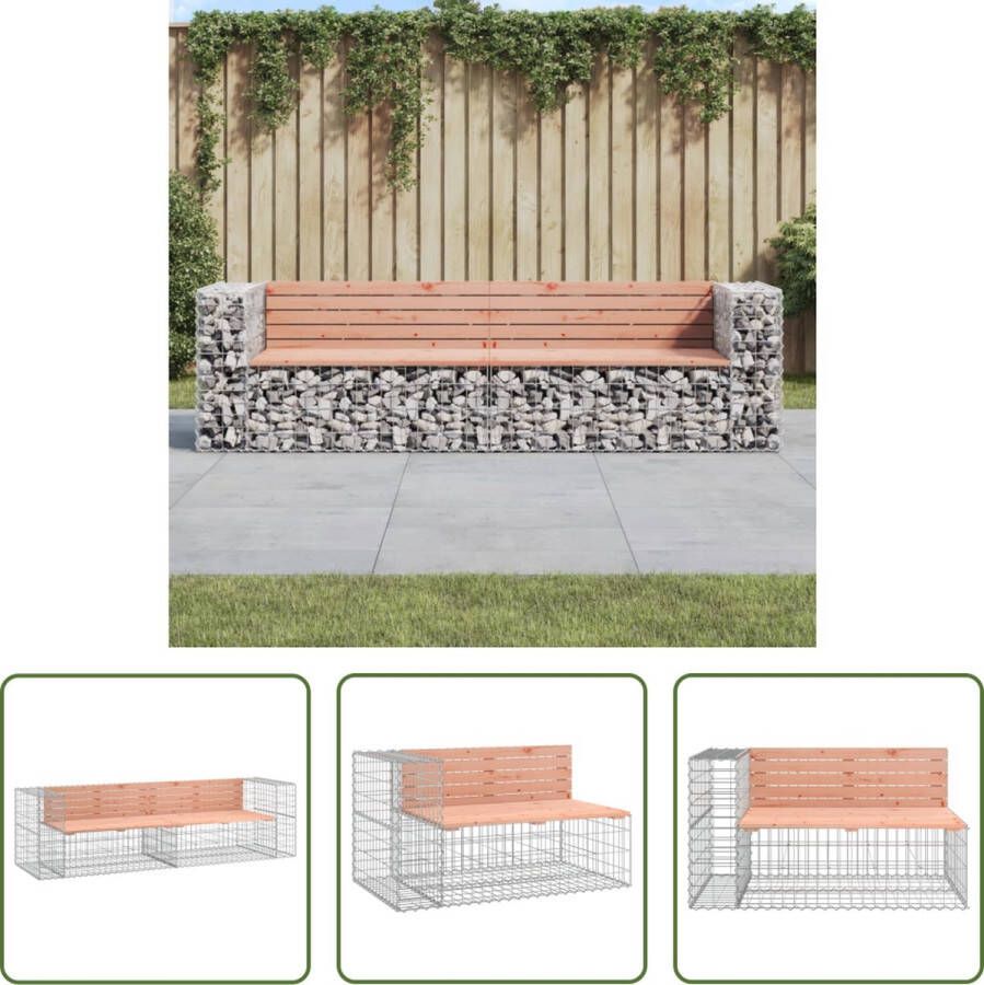 The Living Store Tuinbank Gabion 244 x 71 x 65.5 cm Massief douglashout Gegalvaniseerd staal