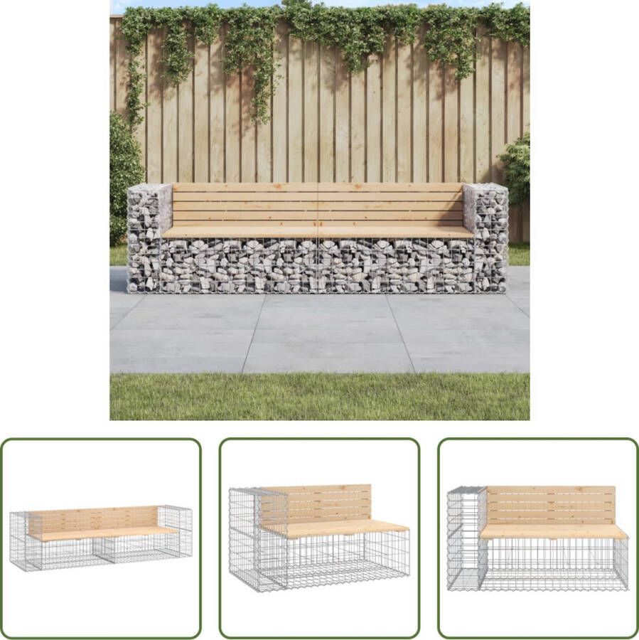 The Living Store Tuinbank Gabion 244x71x65.5 cm Massief grenenhout Gegalvaniseerd staal