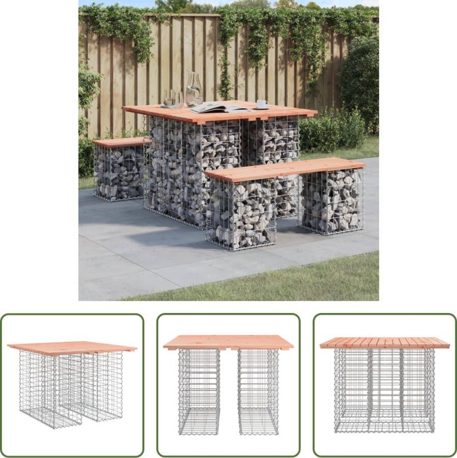 The Living Store Tuinbank Massief douglashout Gegalvaniseerd stalen schanskorfbasis 100 x 102 x 72 cm