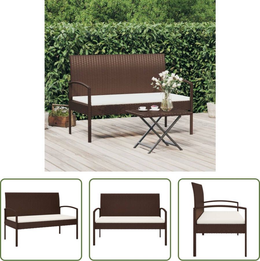 The Living Store Tuinbank PE-rattan bruin 105 x 58 x 74 cm comfortabel zitkussen