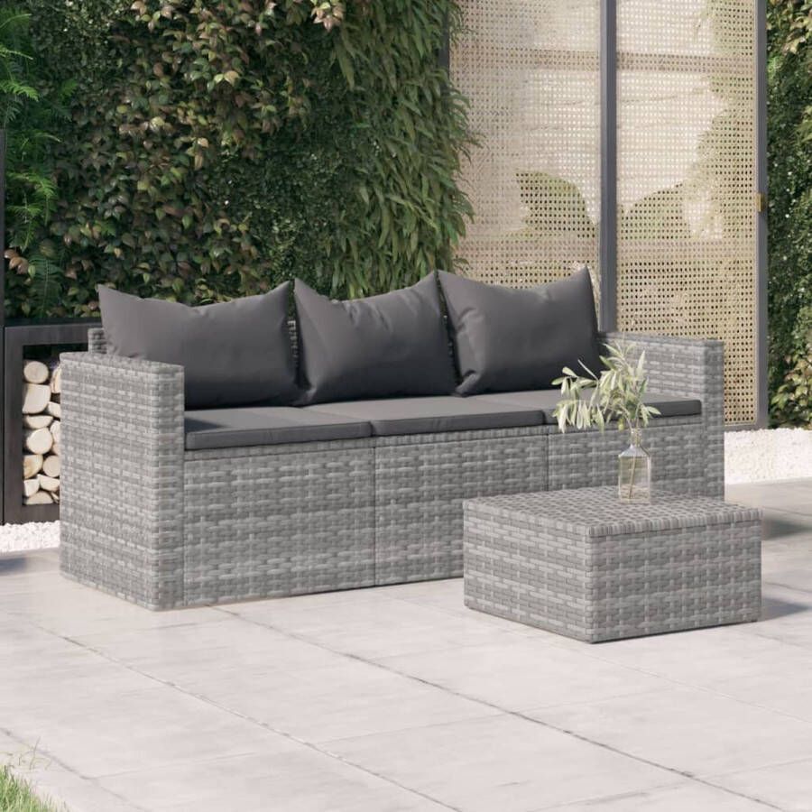 The Living Store Tuinbank PE-rattan Grijs 176 x 64 x 60.5 cm