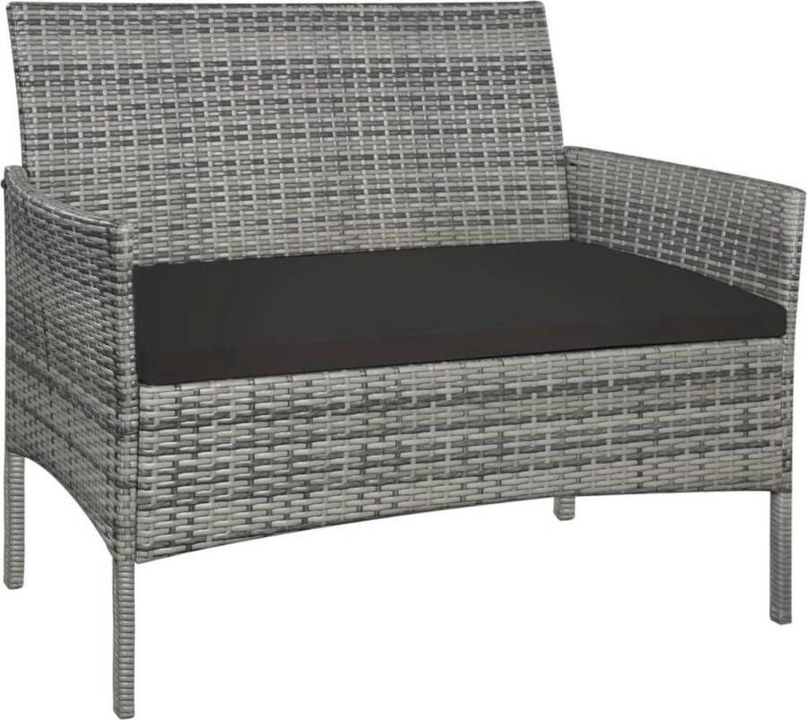 The Living Store Tuinbank Poly Rattan Grijs 105 x 58 x 84 cm Stalen Frame