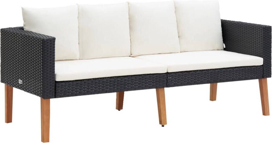 The Living Store Tuinbank Tweezitsbank Zwart 165x67x60 cm PE-rattan