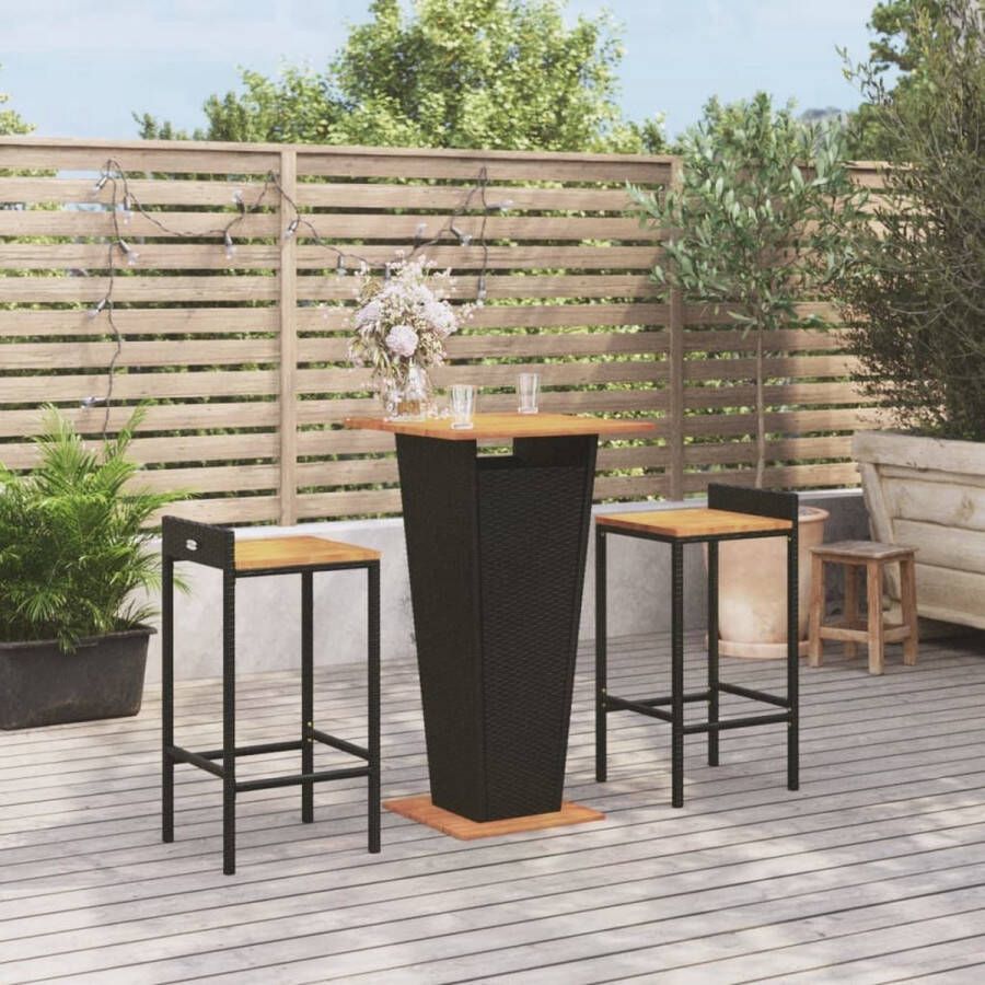 The Living Store Tuinbarset Trendy Bartafel en barkruk Afmetingen- 60x60x110 cm Kleur- Zwart Draagvermogen- 110kg