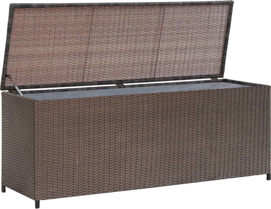 The Living Store Tuinbox 120x50x60 cm Bruin PE-rattan Gepoedercoat Staal Incl Voering Weerbestendig