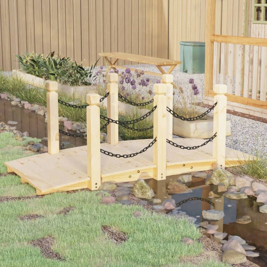 The Living Store Tuinbrug Tuinaccessoires 150x67x56 cm Massief vurenhout