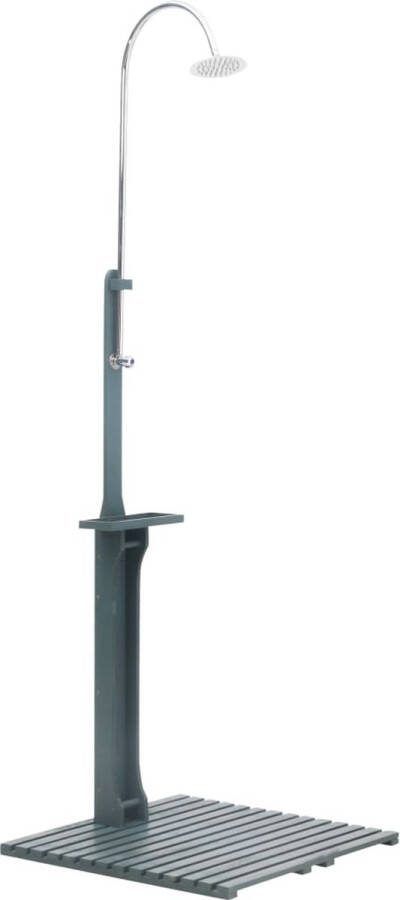 The Living Store Tuindouche Hardhout en vurenhout 75 x 75 x 221 cm Draaibare douchekop Antraciet
