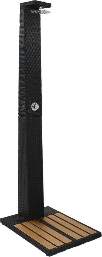 The Living Store Tuindouche Poly Rattan HKC Vloer 60x80x214cm Zwart Bruin