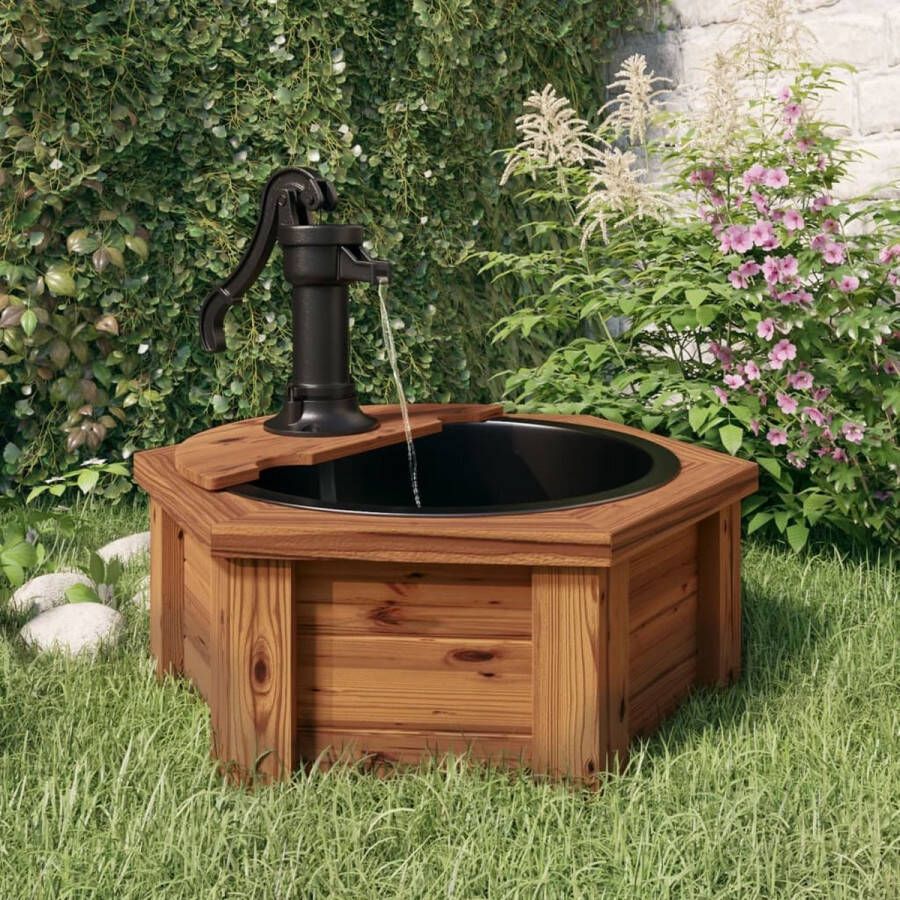 The Living Store Tuinfontein Massief vurenhout 57 x 57 x 53 cm Met pomp