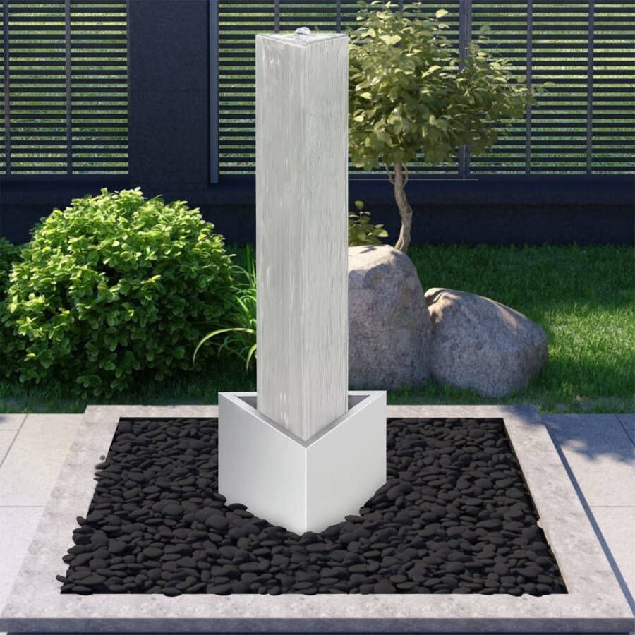 The Living Store Tuinfontein RVS Driehoekig 110 cm LED