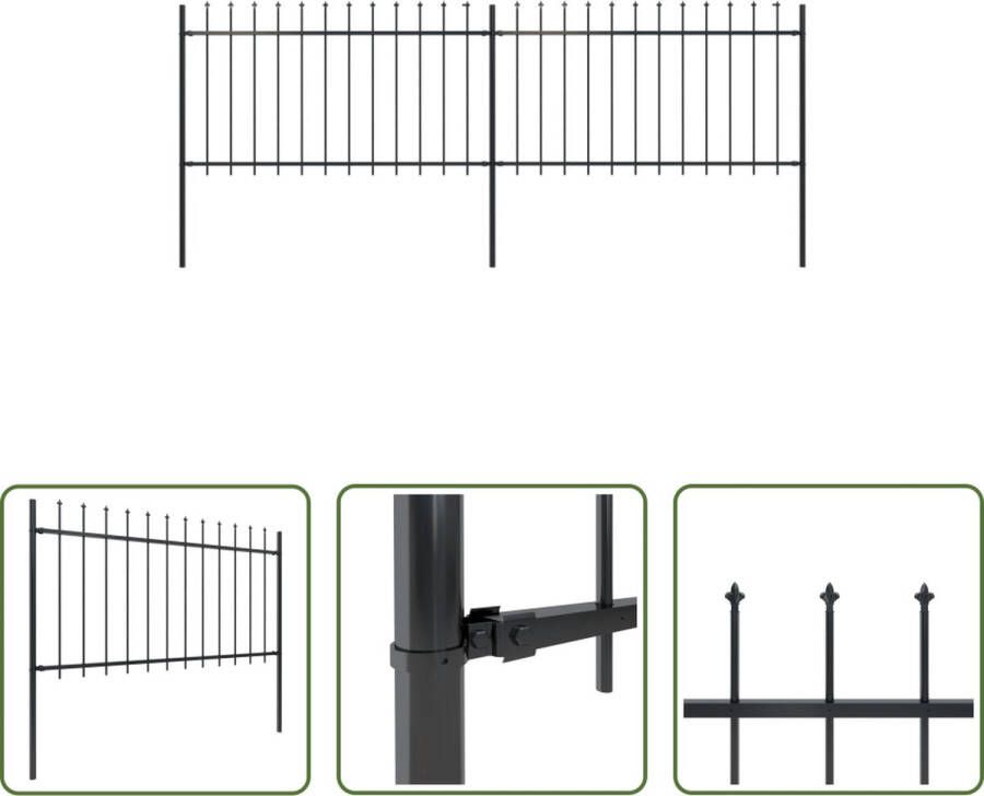 The Living Store Tuinhek Decoratief Staal 340x150 cm Zwart Inclusief Montagematerialen