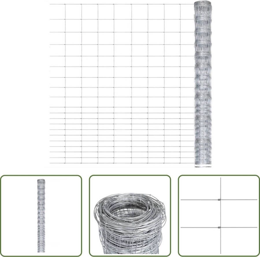 The Living Store Hek 50x1-6 m gegalvaniseerd staal zilverkleurig Schuttingdeel