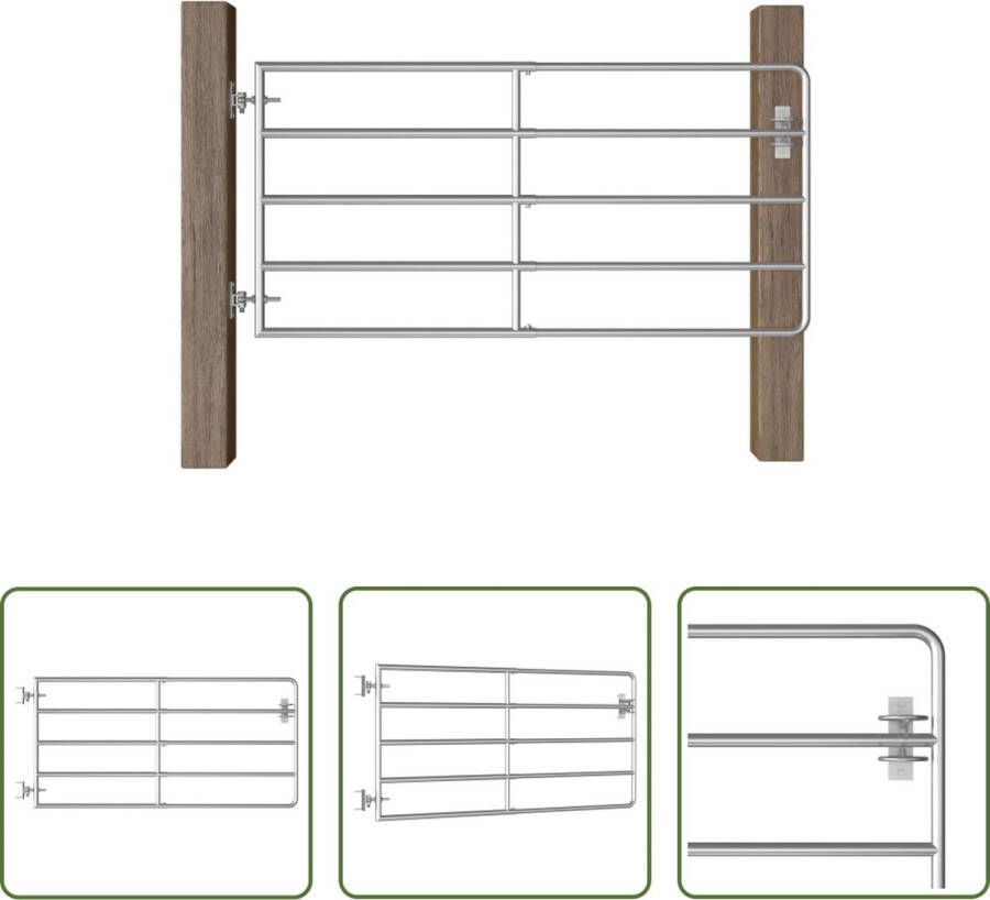 The Living Store Poort met 5 stangen (95-170)x90 cm staal zilverkleurig Tuinpoort