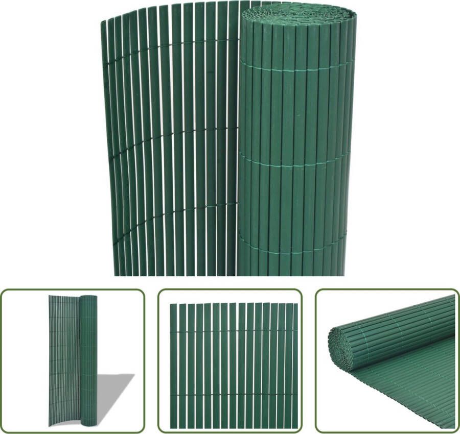 The Living Store Tuinafscheiding dubbelzijdig 90x500 cm PVC groen Schuttingdeel