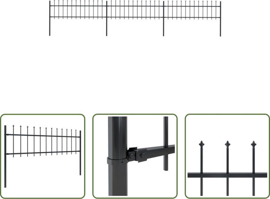 The Living Store Tuinhek Zwart 3 Schuttingpanelen en 4 palen 510 x 110 cm Gepoedercoat staal