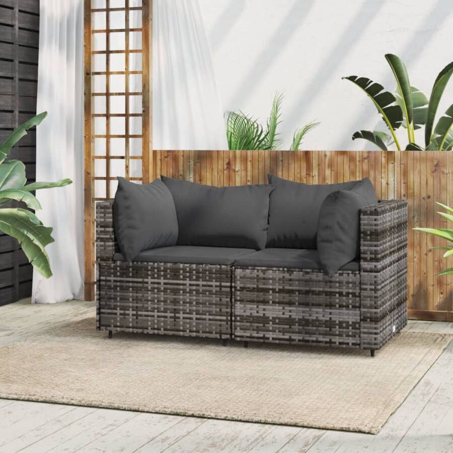 The Living Store Tuinhoekbanken Grijs PE-rattan 63 x 63 x 57.5 cm Modulair ontwerp