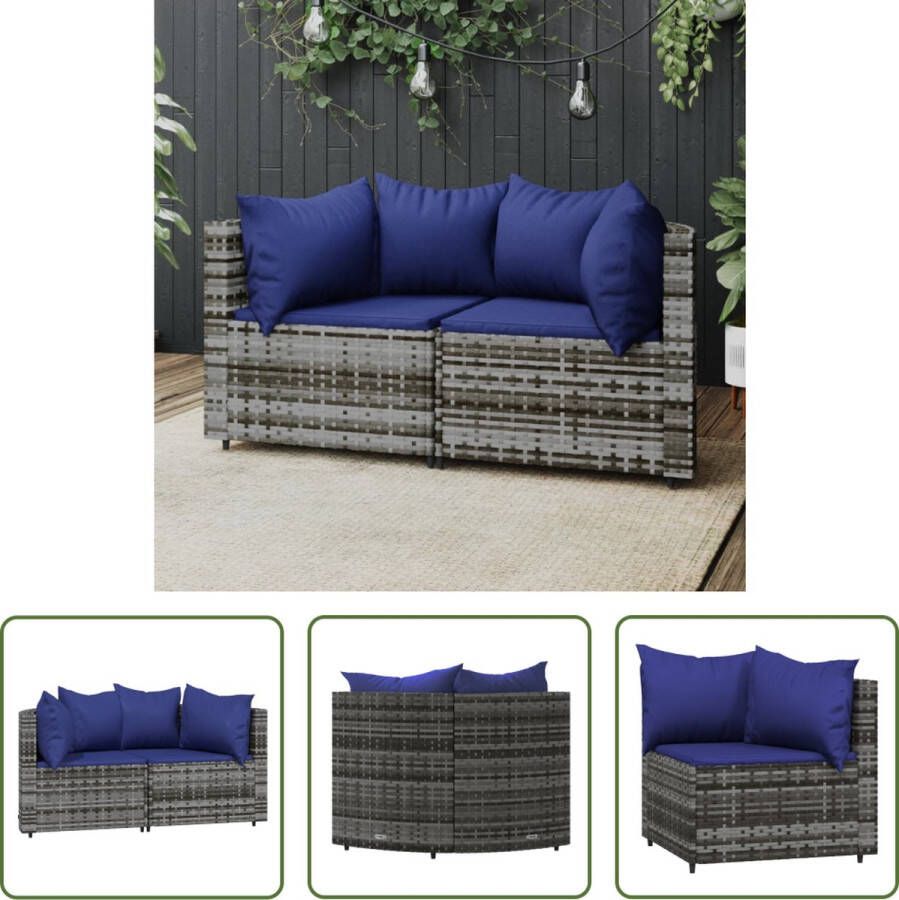 The Living Store Tuinhoekbanken Grijs PE-rattan Gepoedercoat staal 63x63x57.5cm Verstelbare poten