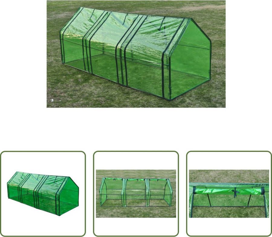 The Living Store Tuinkas 240x90x90 cm Groen PVC Gepoedercoat stalen frame