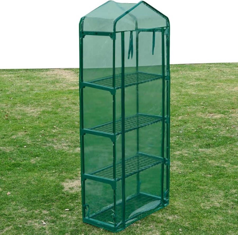 The Living Store Tuinkas 69 x 32 x 160 cm UV-beschermende beschermhoes Scheurbestendig Gepoedercoat stalen frame 4 schappen