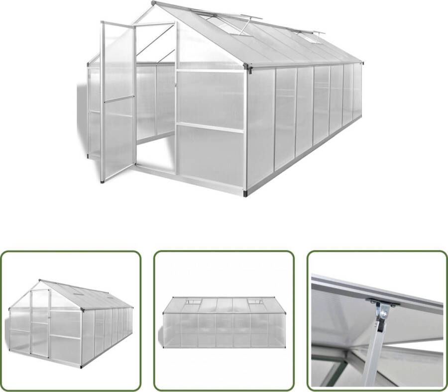 The Living Store Tuinkas Aluminium Frame Polycarbonaat Panelen 421 x 250 x 195 cm UV-bestendig Warmte-isolerend 20.5 m³