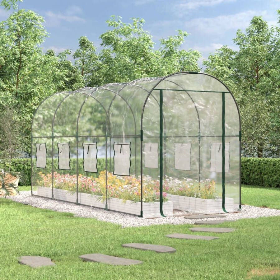 The Living Store Tuinkas Grote kas 160 x 400 x 190 cm Stabiel frame UV-bestendige afdekking Praktische bescherming voor planten Oprolbare ramen en voordeur Handleiding inbegrepen Transparant PVC-materiaal