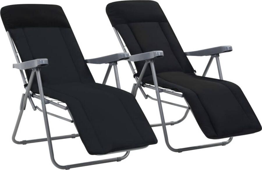 The Living Store Tuinmeubelen Opvouwbare Campingstoel Verstelbaar Met Kussen Set van 2