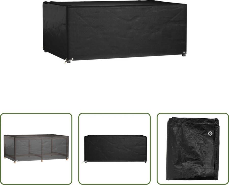 The Living Store Tuinmeubelhoes PE zwart 180 x 122 x 75 cm Water- en uv-bestendig