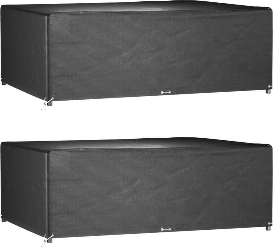 The Living Store Tuinmeubelhoezen Zwart 270 x 180 x 90 cm PE Aluminium Water- en uv-bestendig Set van 2