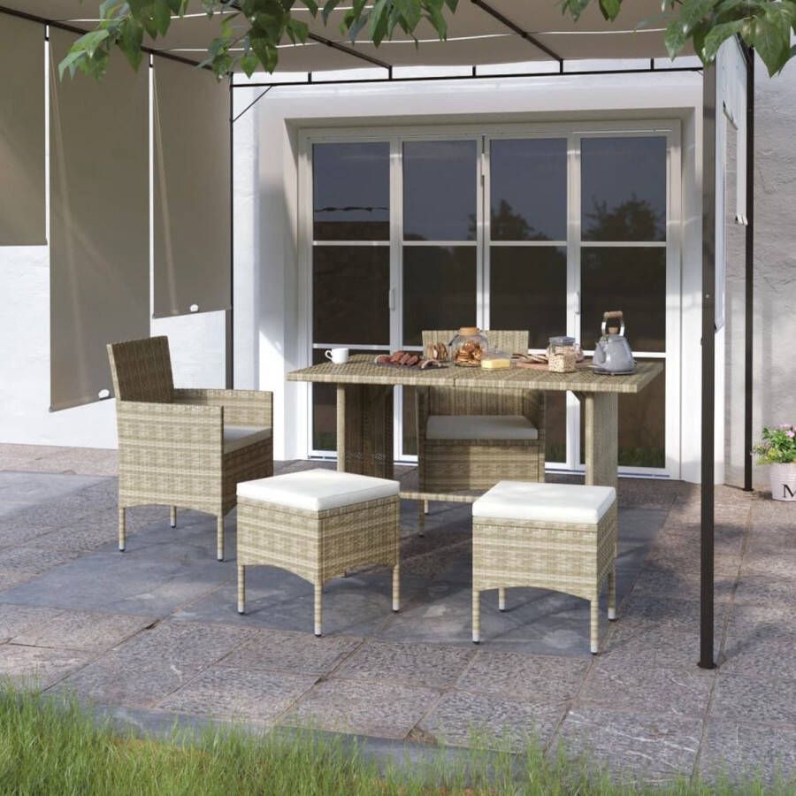 The Living Store Tuinmeubelset Vierdelig Beige Gepoedercoat staal PE rattan 150x120x84 cm