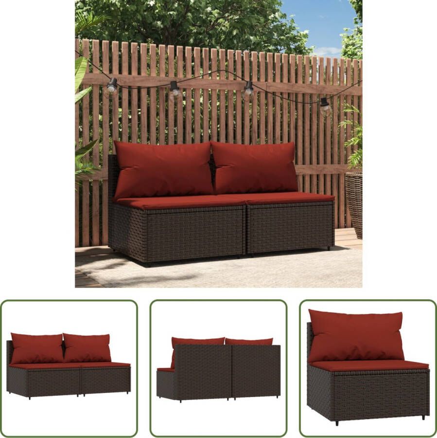 The Living Store Tuinmiddenbanken Bruin 63 x 63 x 57.5 cm Weerbestendig PE-rattan