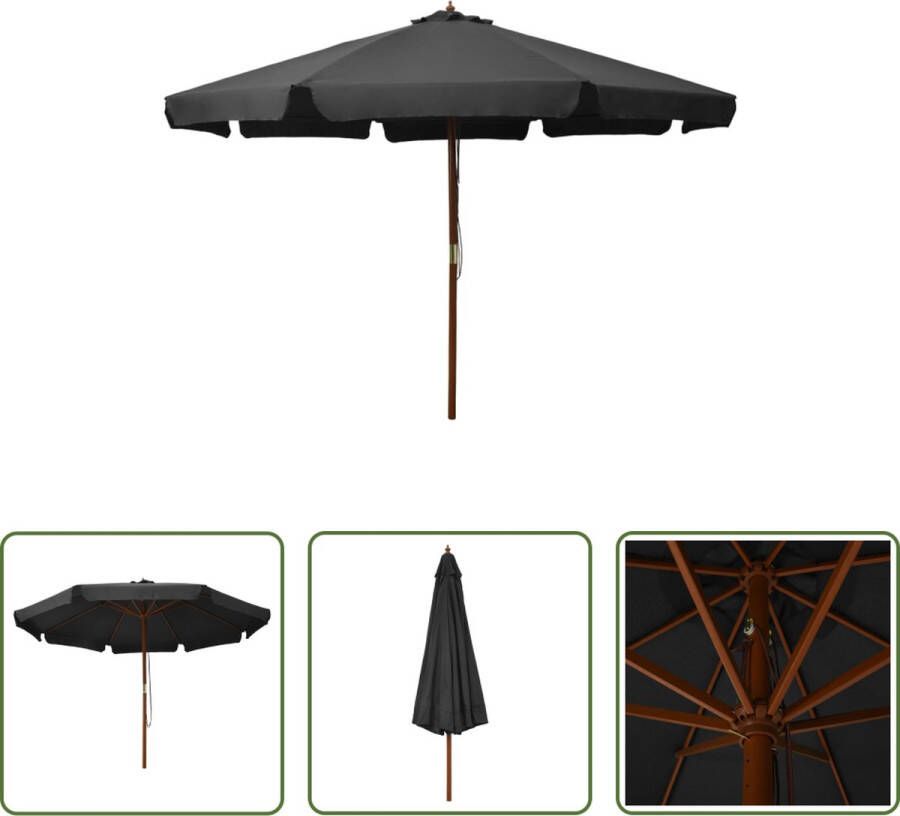 The Living Store Tuinparasol Antraciet 330 x 254 cm (ø x H) 48 mm Polyester