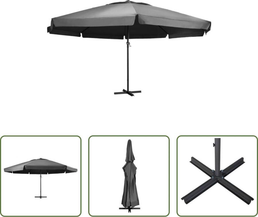 The Living Store Tuinparasol Antraciet 600x385 cm UV-beschermend polyester Stabiele aluminium paal Inclusief kruisvoet Eenvoudige montage