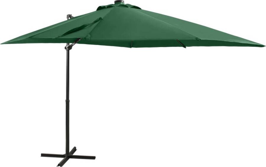 The Living Store Tuinparasol Groen 250x230 cm Met LED-verlichting en aluminium paal