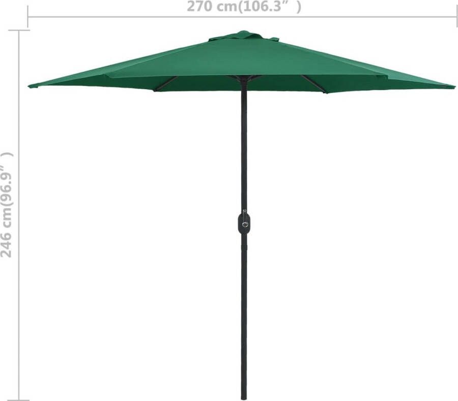 The Living Store Tuinparasol Groen 270 x 246 cm UV-beschermend polyester Aluminium paal Met luchtventilatie