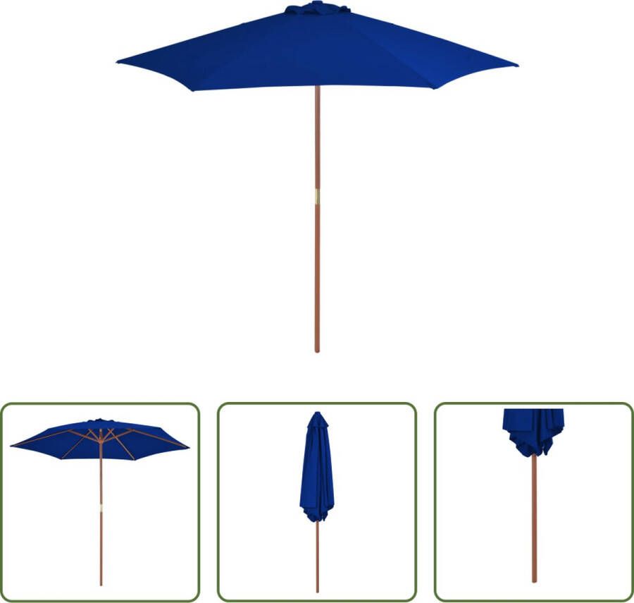 The Living Store Tuinparasol Houten 270 x 244 cm Blauw UV-bescherming 38 mm paaldiameter