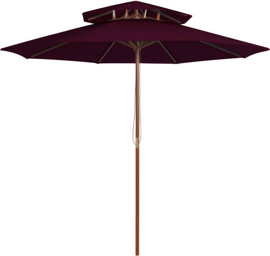 The Living Store Tuinparasol Houten 270 x 256 cm Bordeauxrood