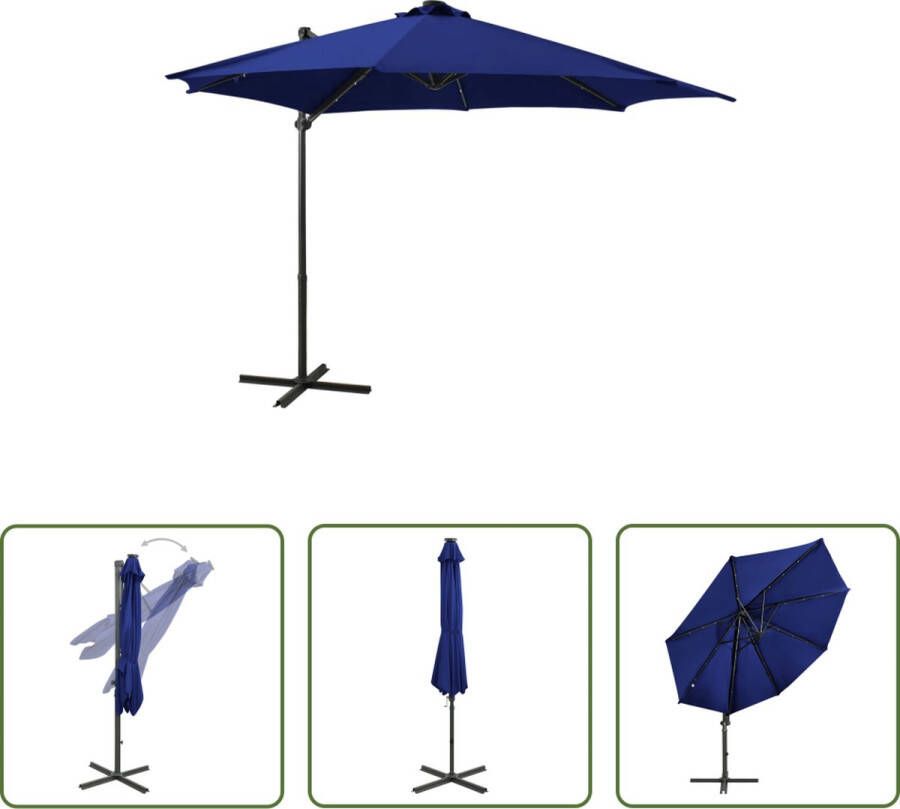 The Living Store Tuinparasol LED-Verlichting 300 x 238 cm Azuurblauw