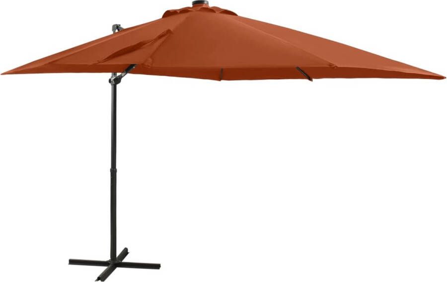 The Living Store Tuinparasol LED-verlichting Terracotta 250 x 230 cm PA-coating