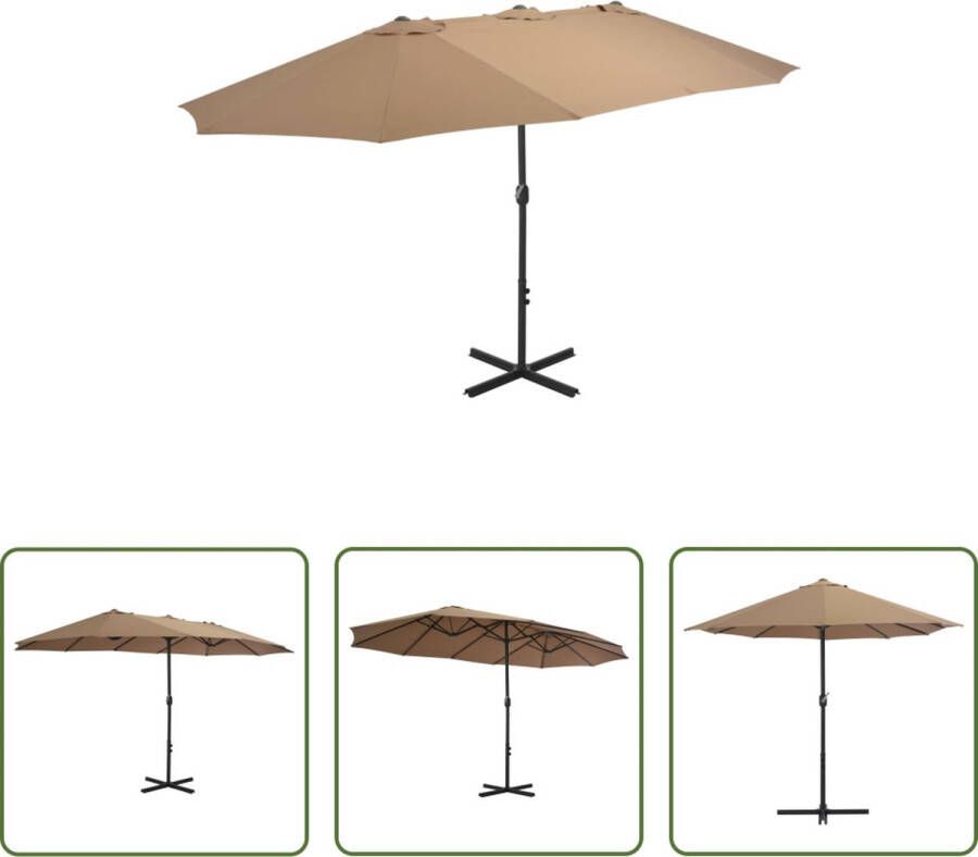 The Living Store Tuinparasol Taupe 460 x 270 x 246 cm UV-beschermend polyester Aluminium paal en baleinen