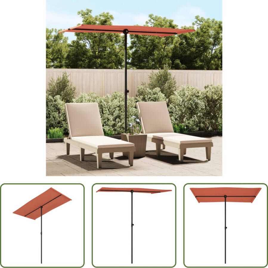 The Living Store Tuinparasol Terracotta 180x110x208 cm UV-beschermend polyester Sterke stalen paal