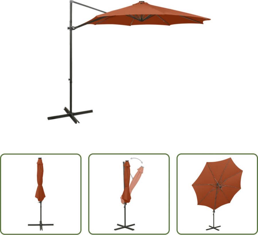 The Living Store Tuinparasol Terracotta LED-verlichting 300 x 255 cm Aluminium