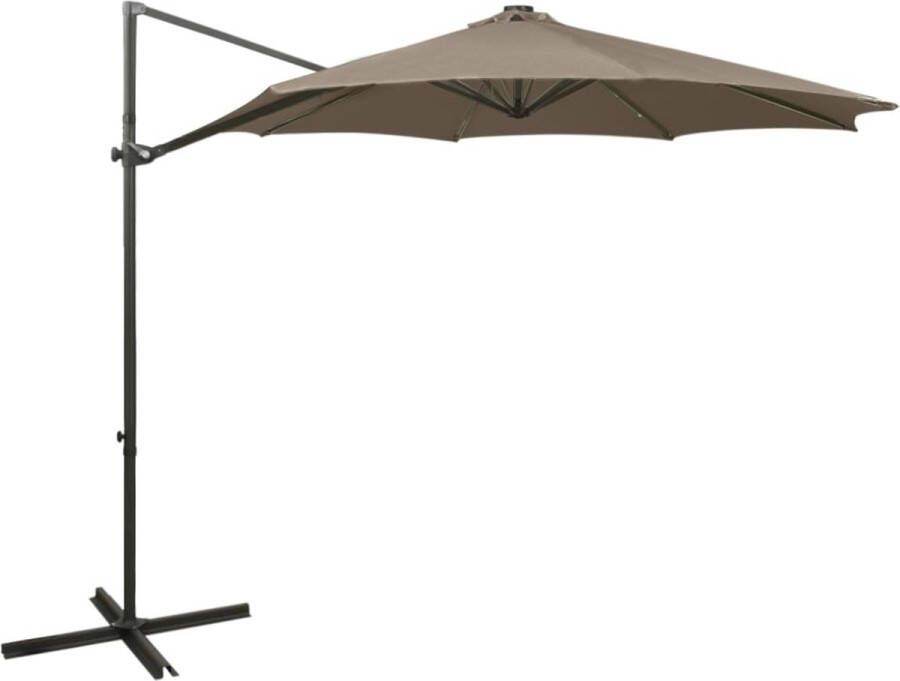 The Living Store Tuinparasol Terras Parasol 300x255 cm Met LED-verlichting Taupe