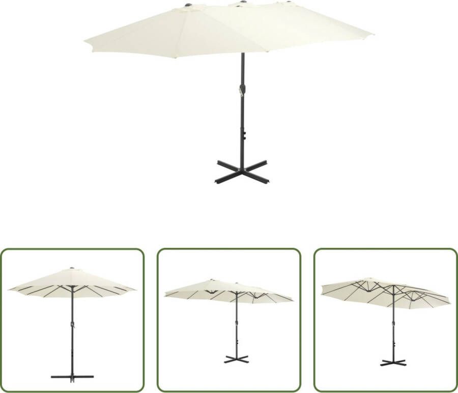 The Living Store Tuinparasol Zand Polyester 460x270x246 cm Met zwengelsysteem