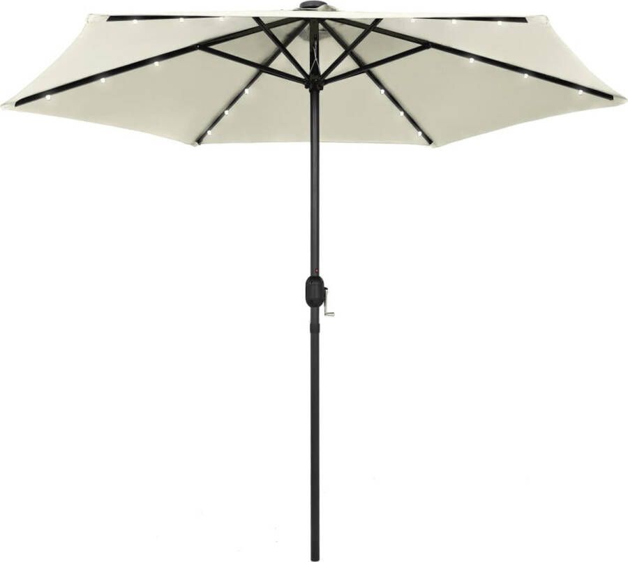 The Living Store Tuinparasol Zandwit 270 x 236 cm UV-beschermend polyester Aluminium paal 6 baleinen LED-verlichting