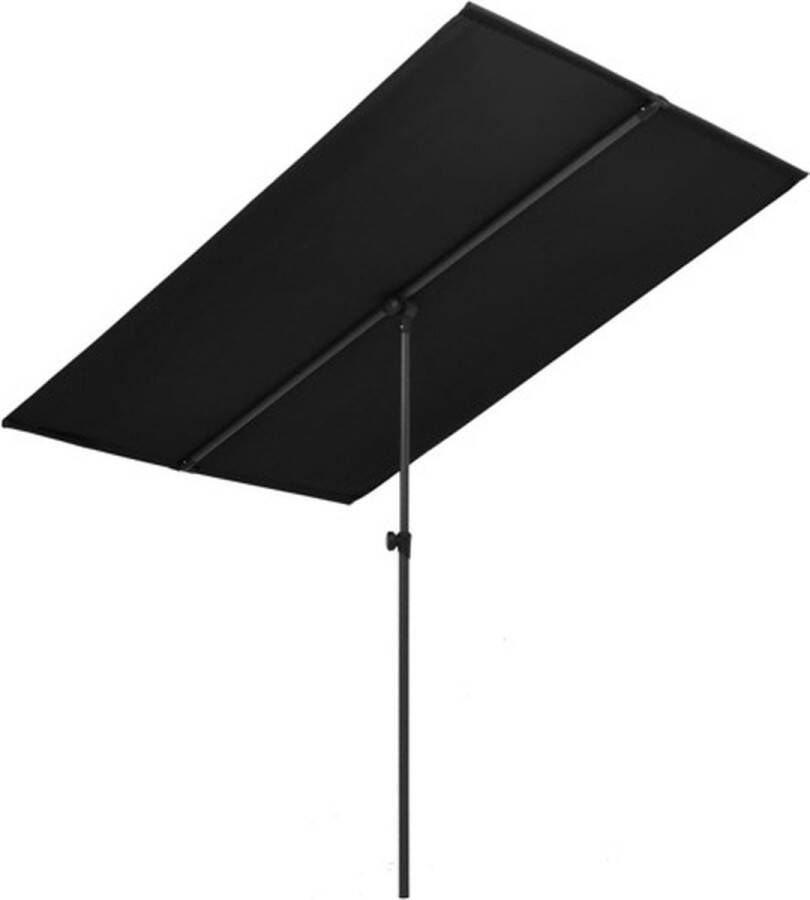 The Living Store Tuinparasol Zwart 200x150x(120-215)cm UV-beschermend polyester en stalen paal