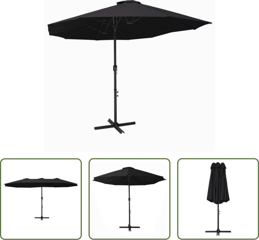 The Living Store Tuinparasol Zwart 460 x 270 x 246 cm UV-beschermend polyester